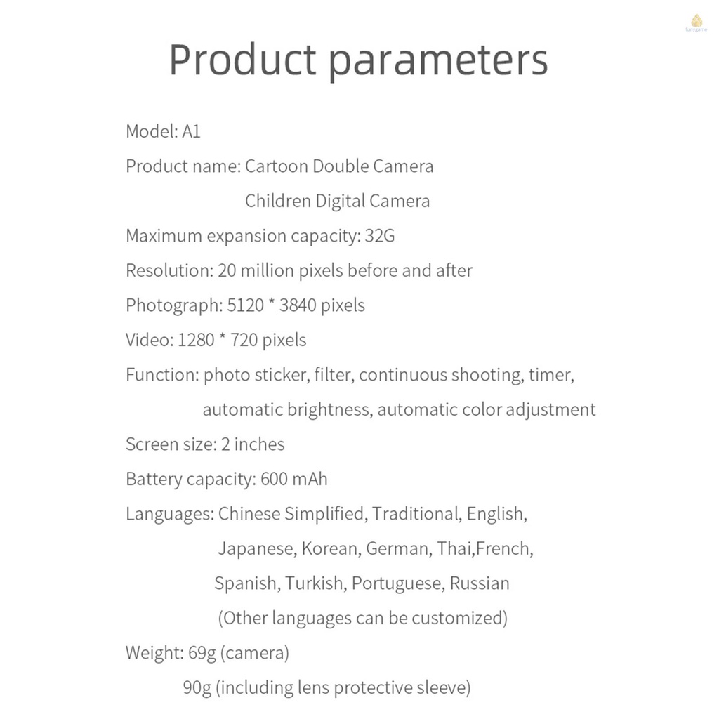 Máy Ảnh Kỹ Thuật Số A1 20Mp Màn Hình 2 Inch IPS 32G TF Họa Tiết Hoạt Hình Dễ Thương Cho Bé