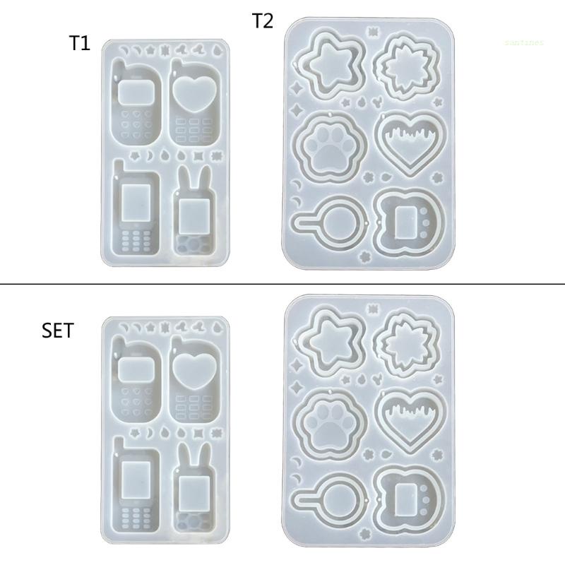 Khuôn Silicon Làm Móc Khóa / Điện Thoại Hình Thỏ Lấp Lánh DIY