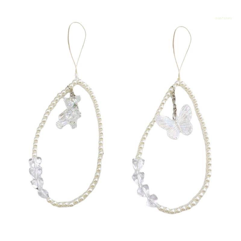 Dây Đeo Cổ Mặt Hình Gấu Và Bướm Đính Ngọc Trai Nhân Tạo Chống Thất Lạc Thời Trang Cho Nữ