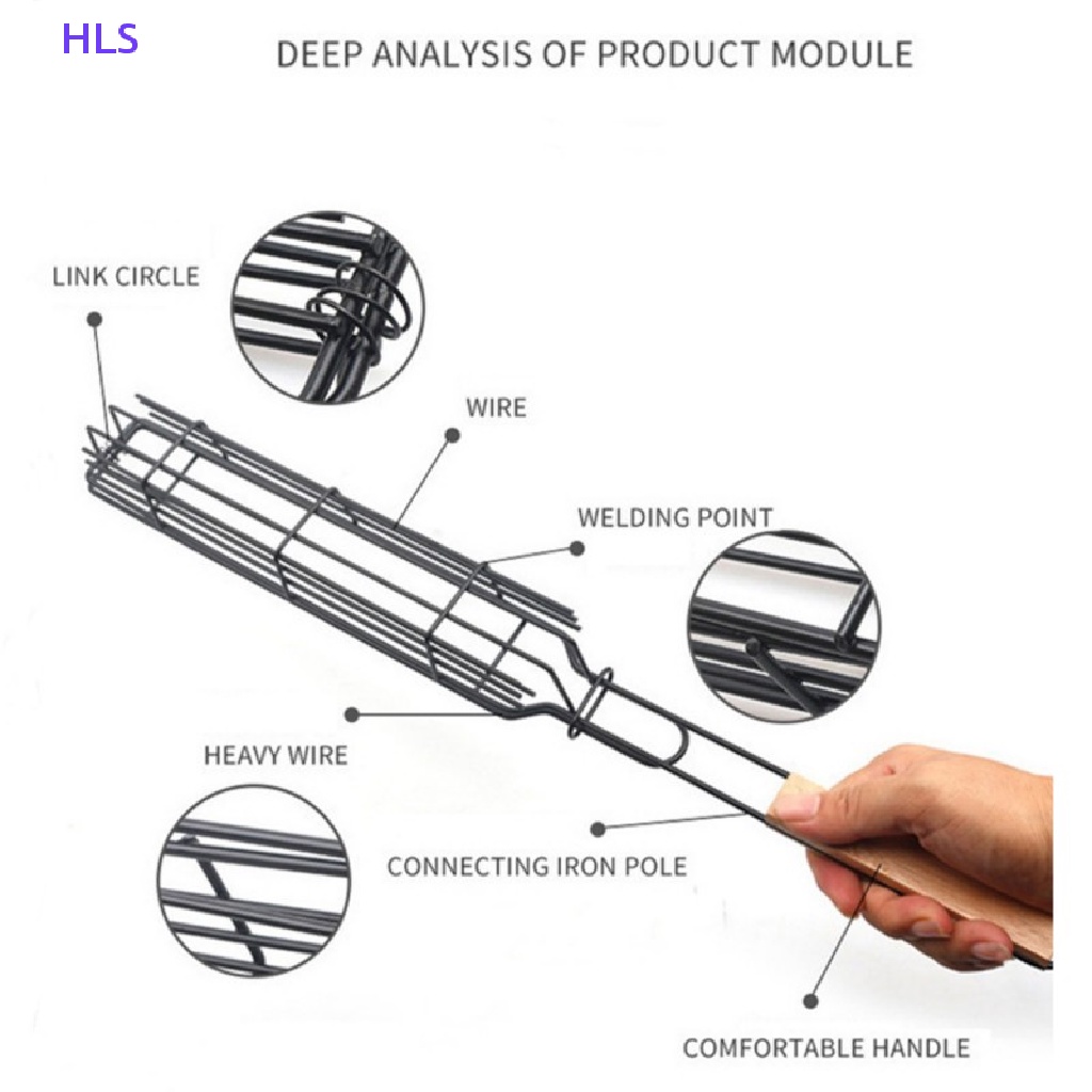 1 Vỉ Nướng BBQ Kèm Kẹp Chống Dính Tiện Dụng Cho Cắm Trại