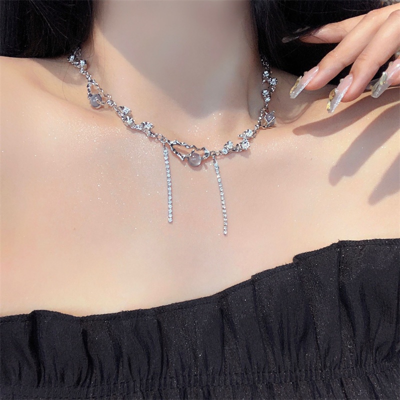 Vòng cổ Đính Đá Mặt Trăng Phong Cách Hàn Quốc Thời Trang Mùa Hè Cho Nữ