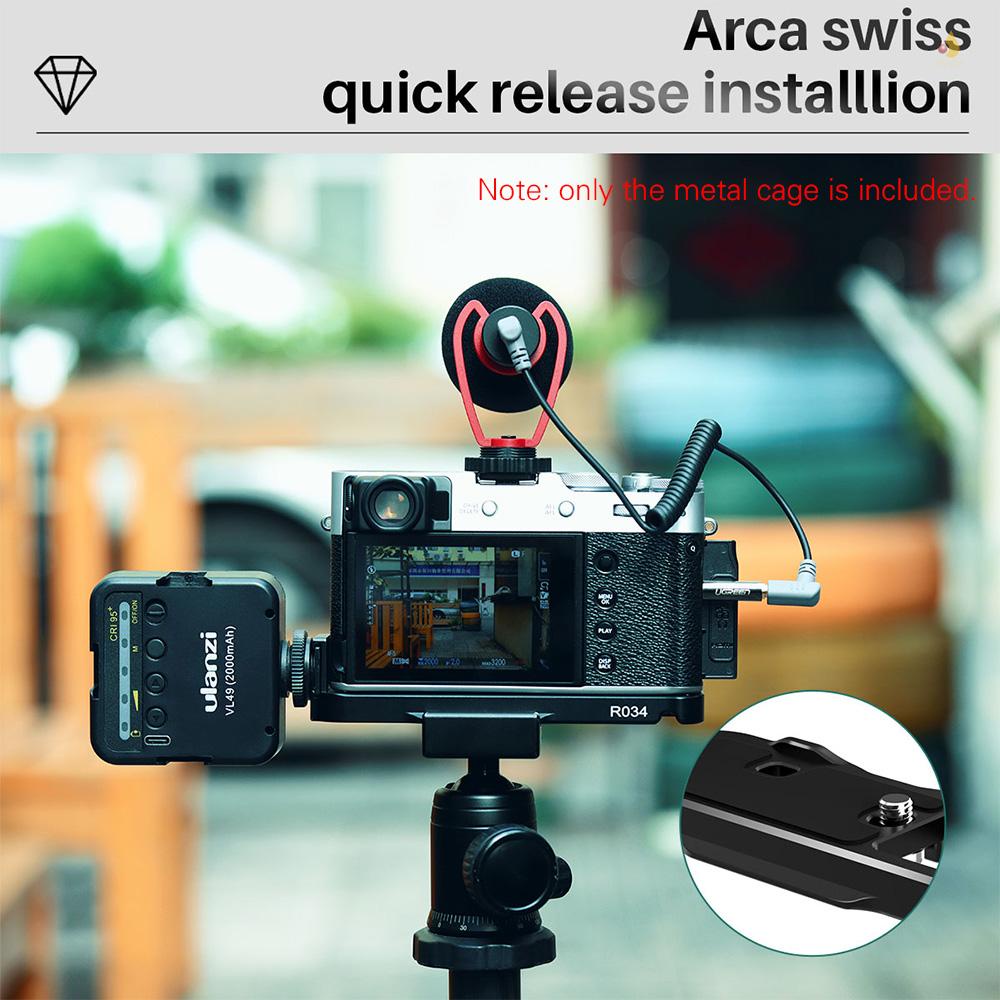 Tay Cầm Chữ L Bằng Kim Loại UURig R034 Với Ngàm Gắn Nhanh Arca Swiss Và Lỗ Vít 1 / 4 Inch Tương Thích Với Fujifilm X-100V / X-