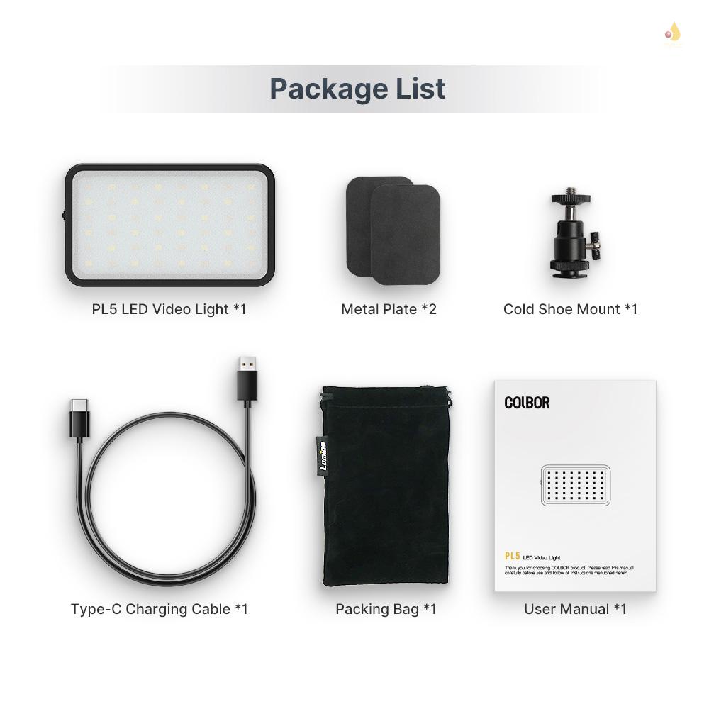 Đèn LED Trợ Sáng Chụp Ảnh 6 Cảnh COLBOR PL5 2700K-6500K CRI 95 + Có Giá Đỡ Lấy Lạnh