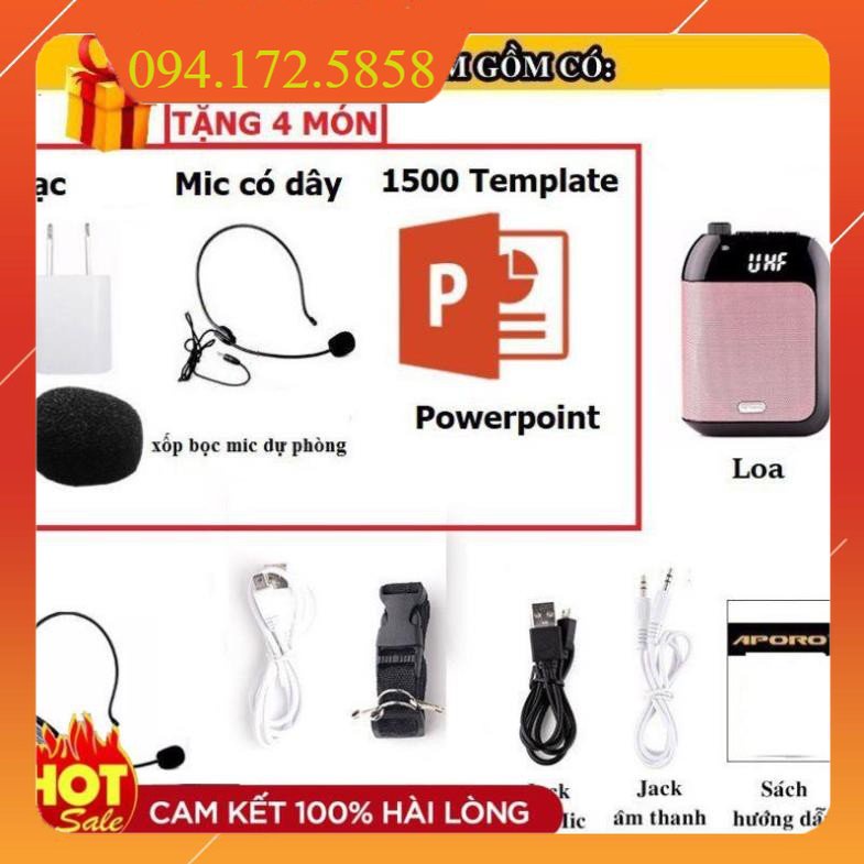 Máy trợ giảng APORO T9 UHF thời gian hoạt động lên tới 15 giờ,Phụ kiện đầy đủ! Tặng kèm củ sạc/