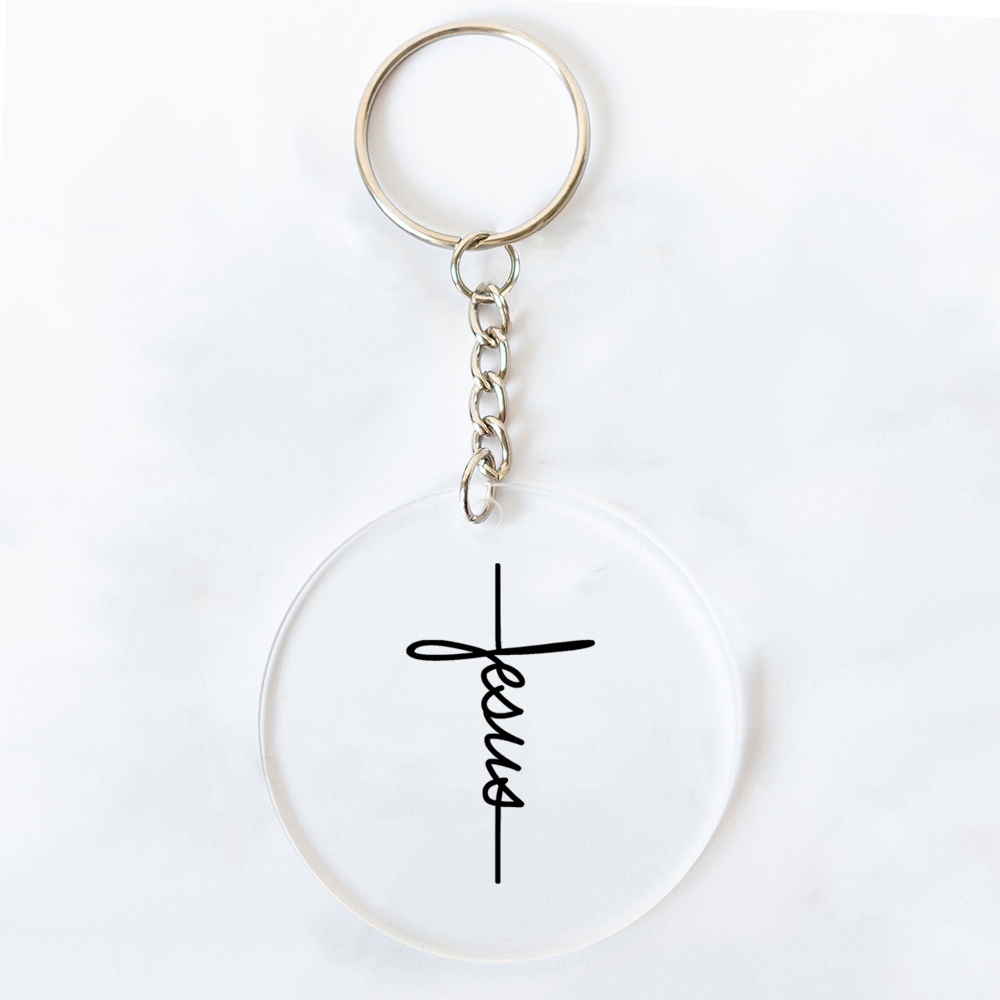 Móc Khóa Tròn Trong Suốt In Hình Chúa jesus