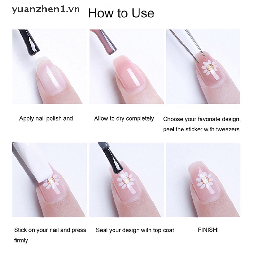 Miếng Dán Trang Trí Móng Tay Họa Tiết Hoa / Trái Tim 5D Xinh Xắn