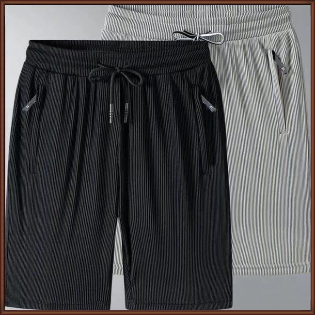 Quần Short Thể Thao Lưng Thun Phối Lưới Chất Liệu Lụa Lạnh Nhanh Khô Plus Size Cho Nam