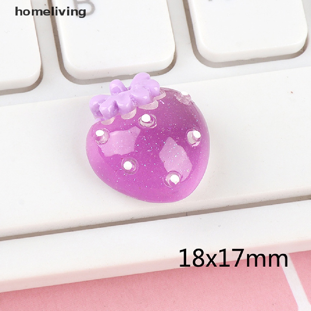 Bộ 5 Phụ Kiện Trang Trí Móng Tay Hình Trái Dâu 3D Mini Dạ Quang Xinh Xắn DIY