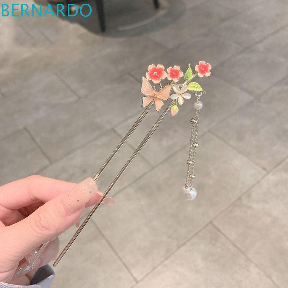 Trâm Cài Tóc Chữ U Họa Tiết Hoa Và Bướm Phong Cách Trung Quốc Cho Nữ