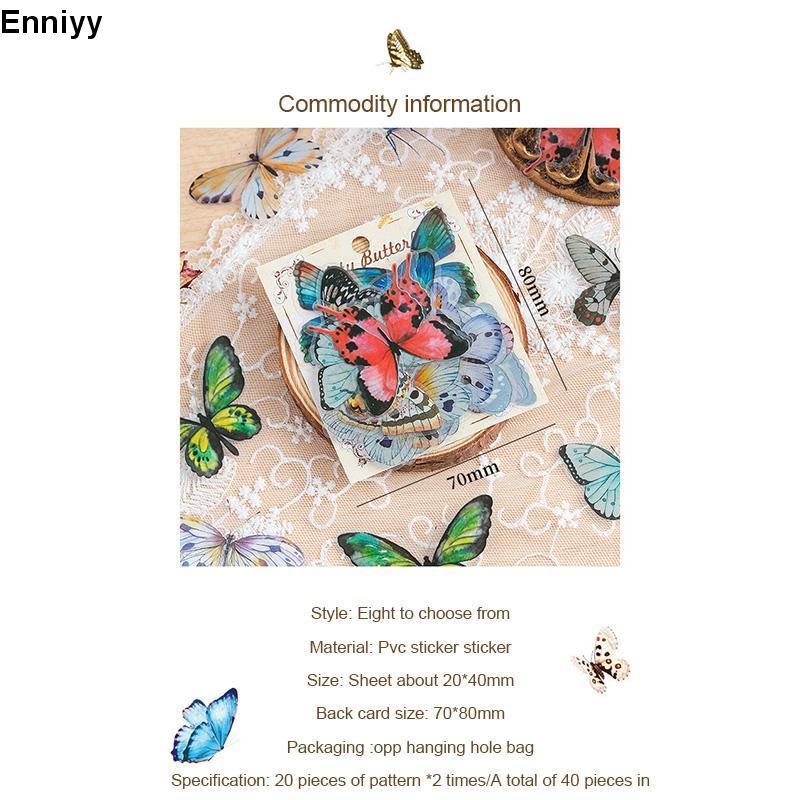 ✨✨Bộ 40 Miếng Dán PET Hình Bướm Trang Trí Sổ Lưu Niệm
