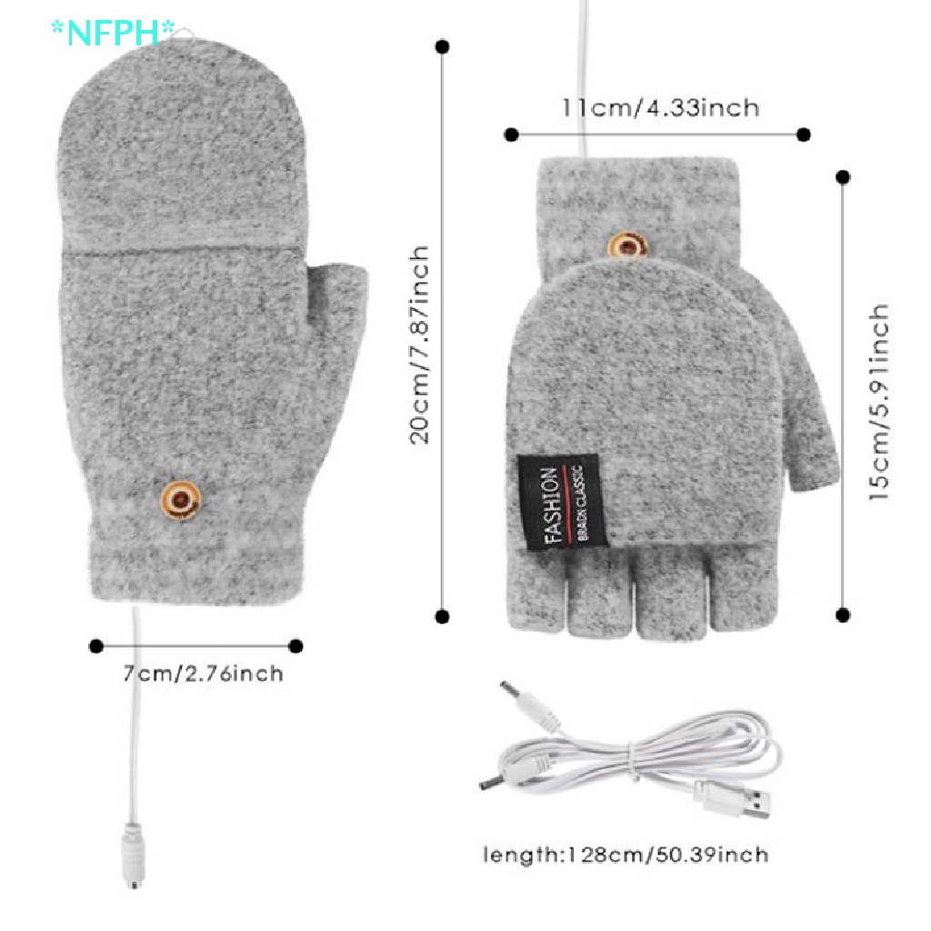 Găng Tay Hở Ngón 2 Mặt Chạy Điện USB Mới