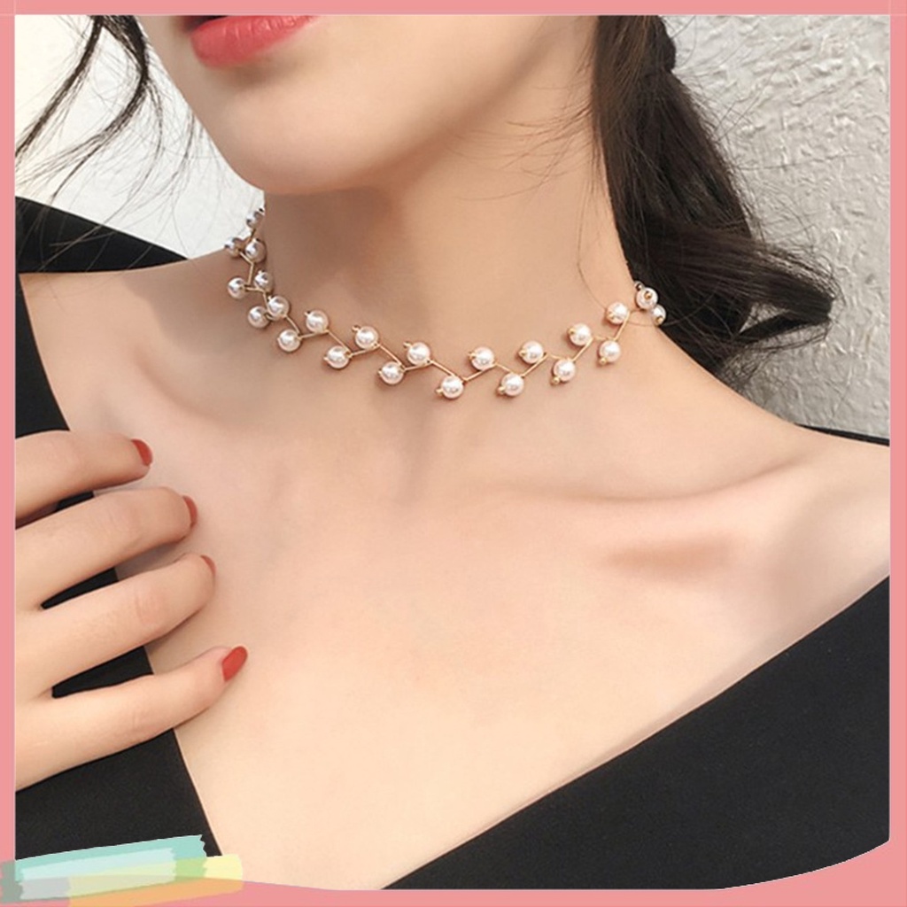 Vòng Cổ Choker Mở Rộng Đính Hạt Ngọc Trai Xinh Xắn Cho Nữ
