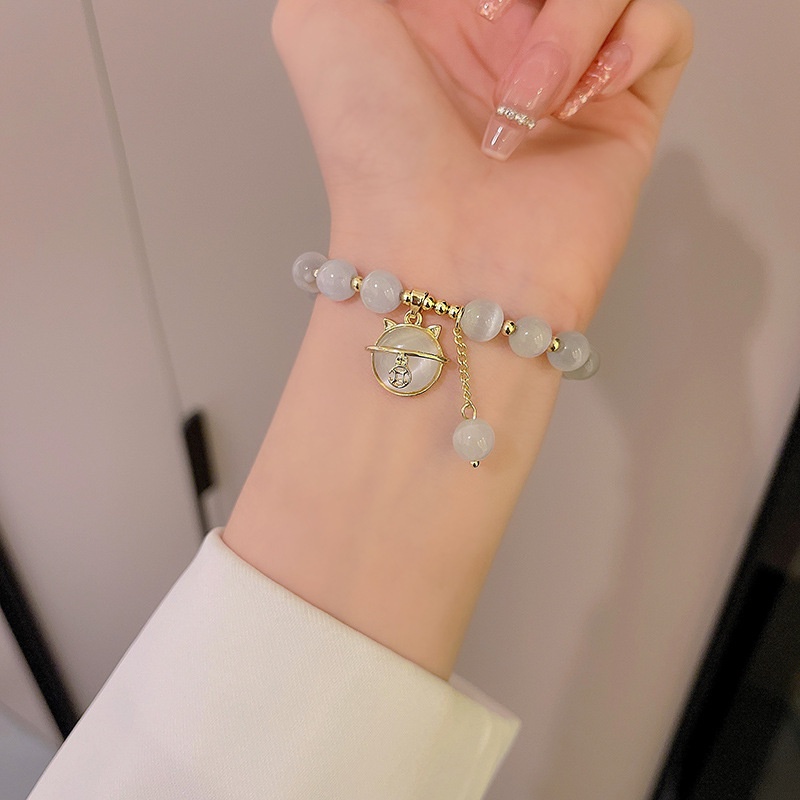 Vòng Tay Chuỗi Hạt Đá Mắt Mèo May Mắn Mới