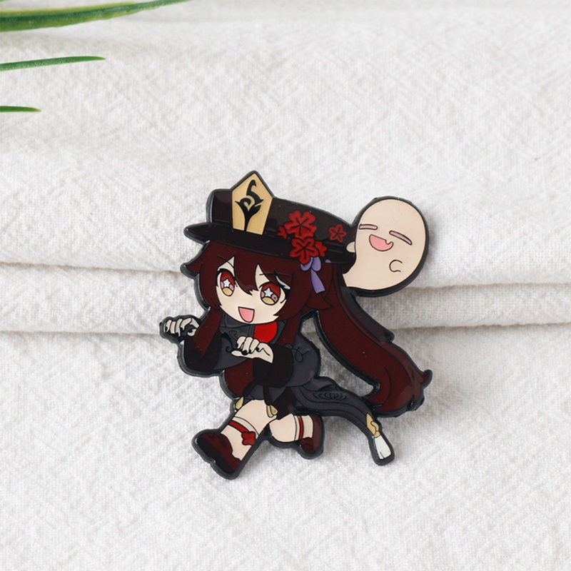 Ygt Huy Hiệu Cài Áo Kim Loại Tráng Men Họa Tiết Hoạt Hình Anime Genshin Va Chạm Kawaii Hu Tao Barbatos
