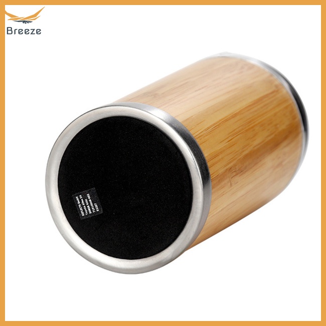 Cốc Uống Cà Phê Bằng Thép Không Gỉ + Gỗ Tre Có Nắp Tháo Rời Được Tiện Lợi