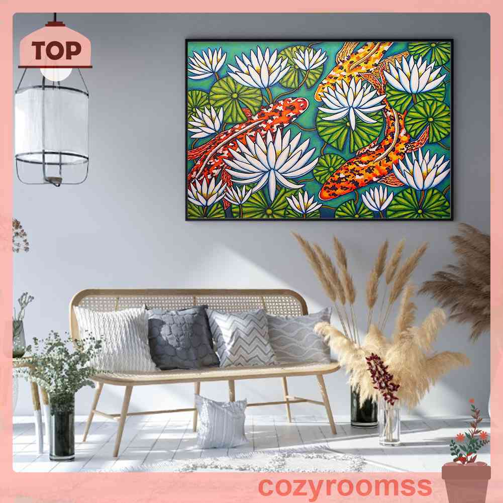 Toàn Bộ Bộ Tranh Thêu Chữ Thập 11CT Hình Cá Koi Và Hoa Sen