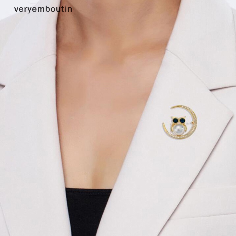 Ghim Cài Áo Hình Cú Mèo Mặt Trăng Nhỏ Thời Trang Cho Nữ