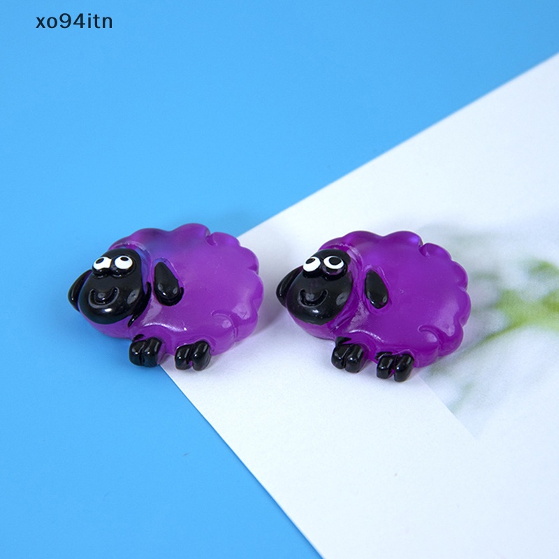 Set 5 Chú Cừu Hoạt Hình Mini Bằng Nhựa Resin Phát Sáng Trang Trí Vườn Nhà Crafg