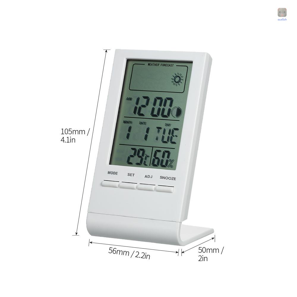 Nhiệt Kế Kỹ Thuật Số Mini Tiện Dụng Cho Phòng Khách °C/°F Đồng Hồ Báo Thức Hiển Thị Nhiệt Độ Và Độ Ẩm