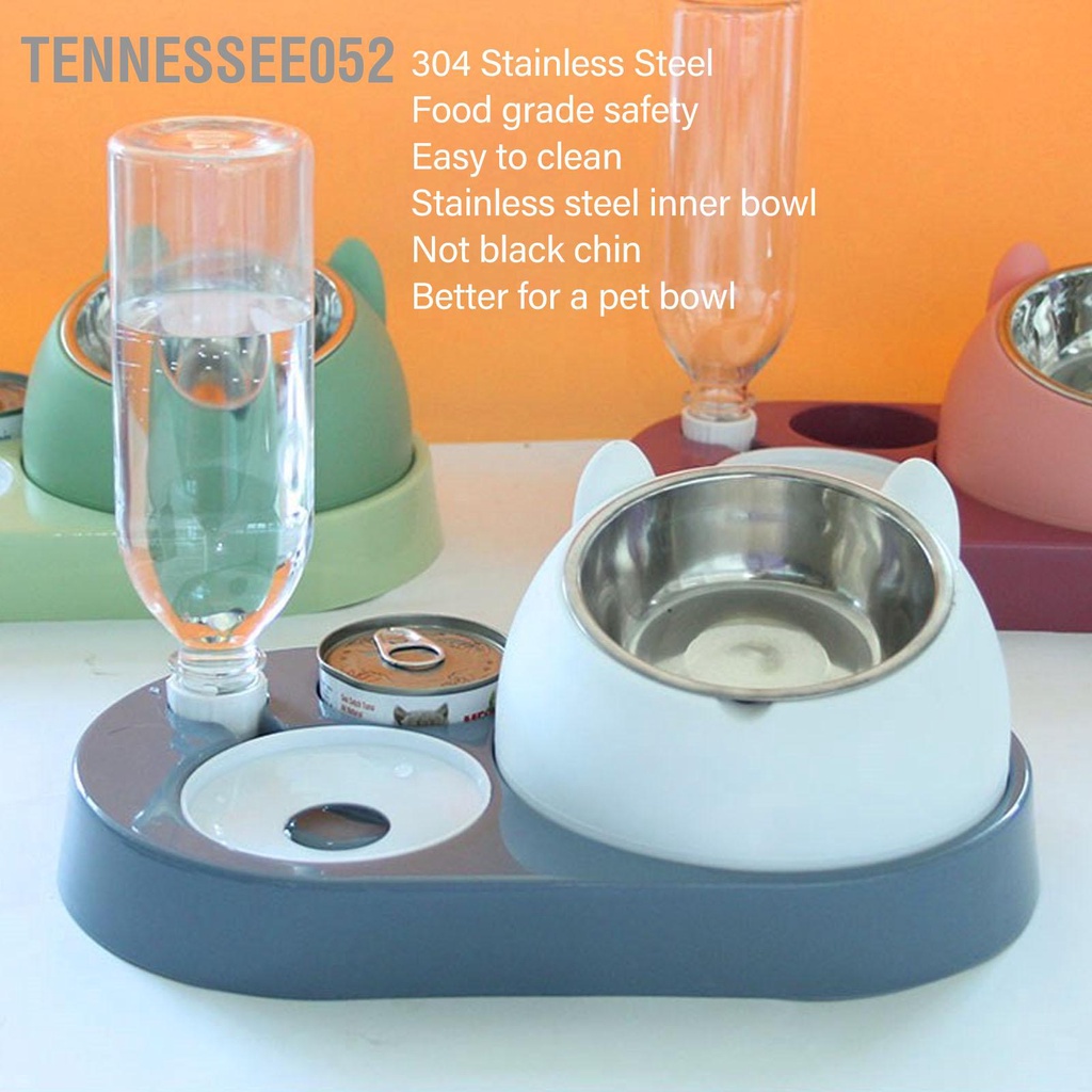 Tennessee052 Bát ăn cho mèo bằng thép không gỉ 304 Dung tích 200ml thú cưng có độ nghiêng cao chó Trắng