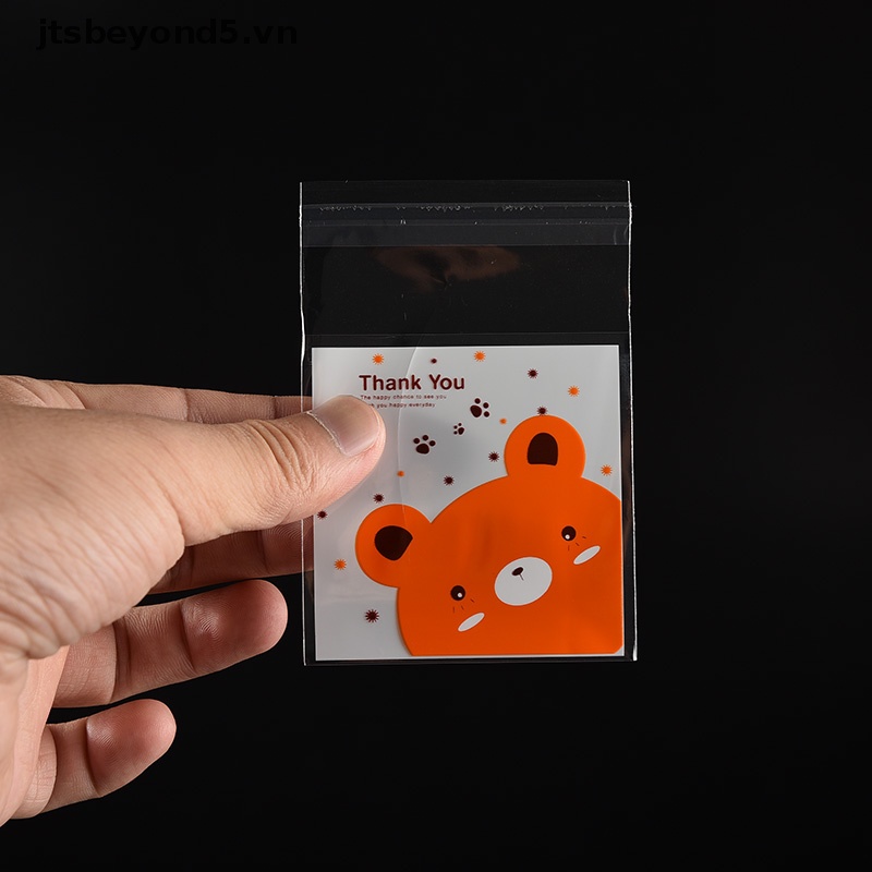 JY 100pcs gấu PIC. Tự dính Cookie Kẹo Gói Quà tặng Túi Giấy bóng kính đám cưới sinh nhật ..