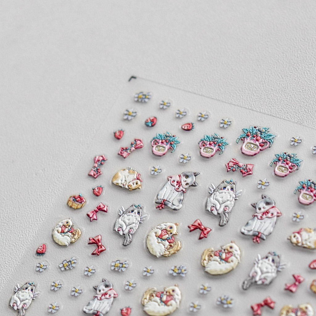 Miếng Dán Trang Trí Móng Tay 5D Hình Mèo Phong Cách Nhật Bản to2907