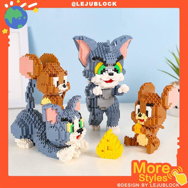 Khối xây dựng Tom và Jerry Trò chơi lắp hình đồ chơi cho trẻ em khối nano hình con chuột mô hình mèo đồ chơi cho bé trai quà sinh nhật quà cho bạn gái hộp trưng bày winnie the pooh Pokemon Mickey Sanrio Búp bê khủng long lego