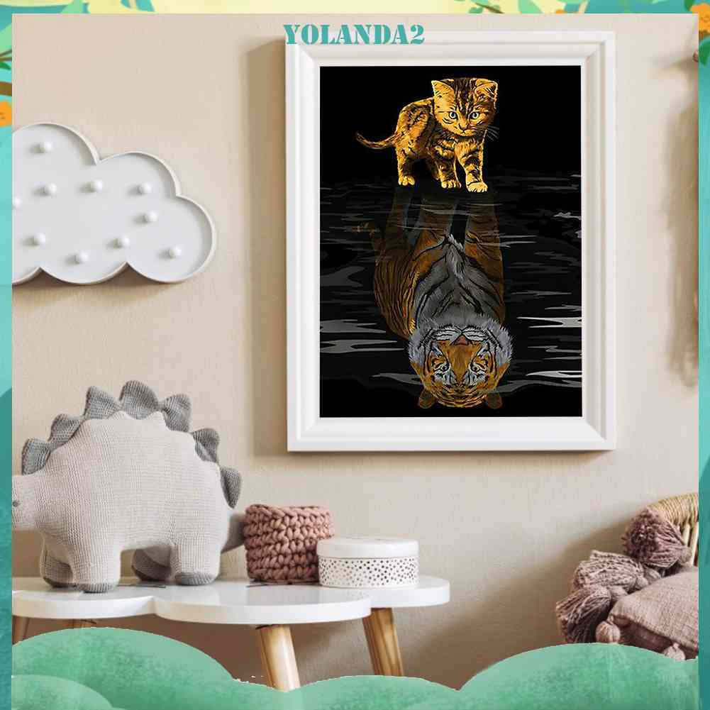 Tranh Đính Đá Kim Cương Toàn Bộ 5D DIY Hình Vẽ Mèo / Hổ