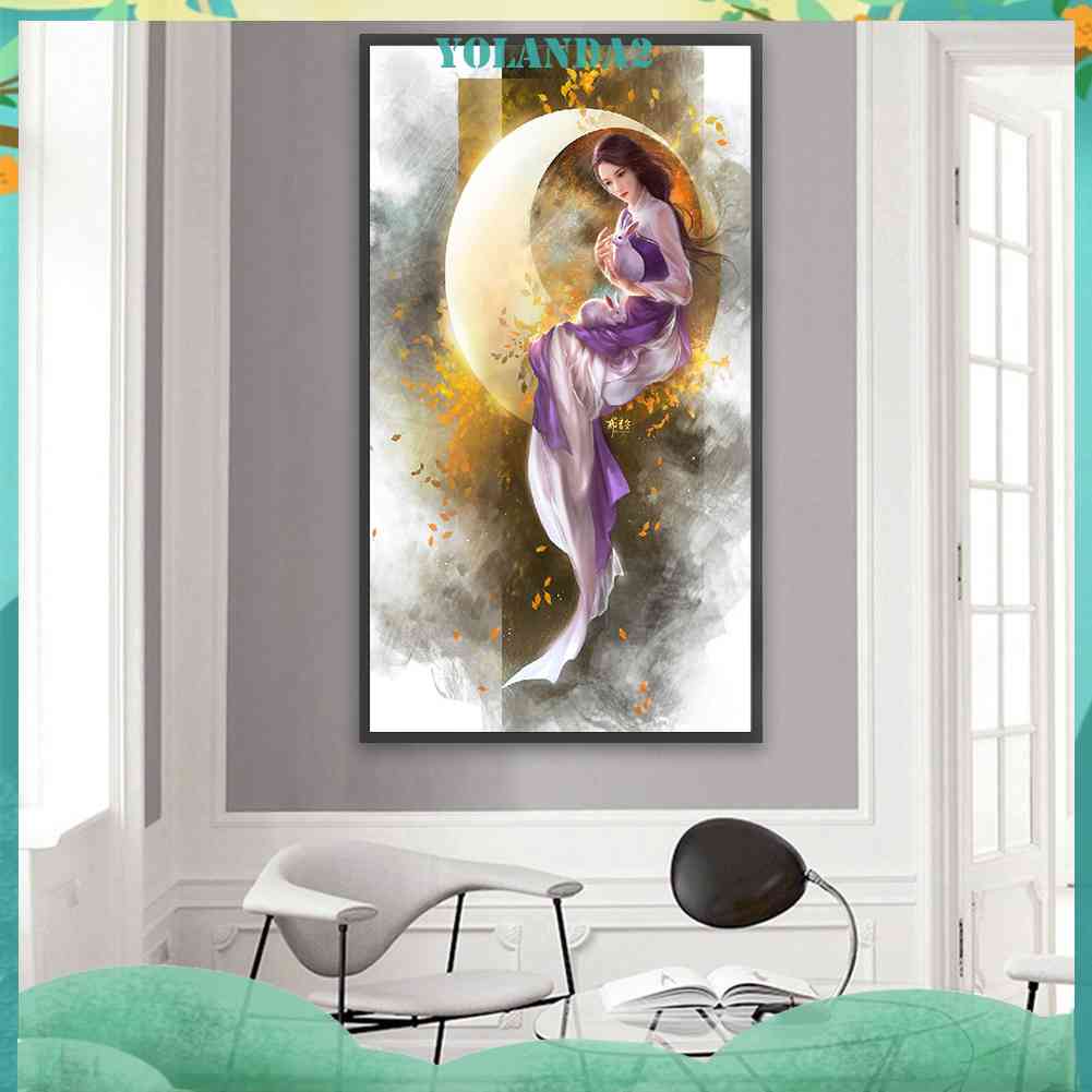 Bộ Tranh Đính Đá 5D Họa Tiết Mặt Trăng Độc Đáo DIY Dùng Trang Trí Nhà Cửa