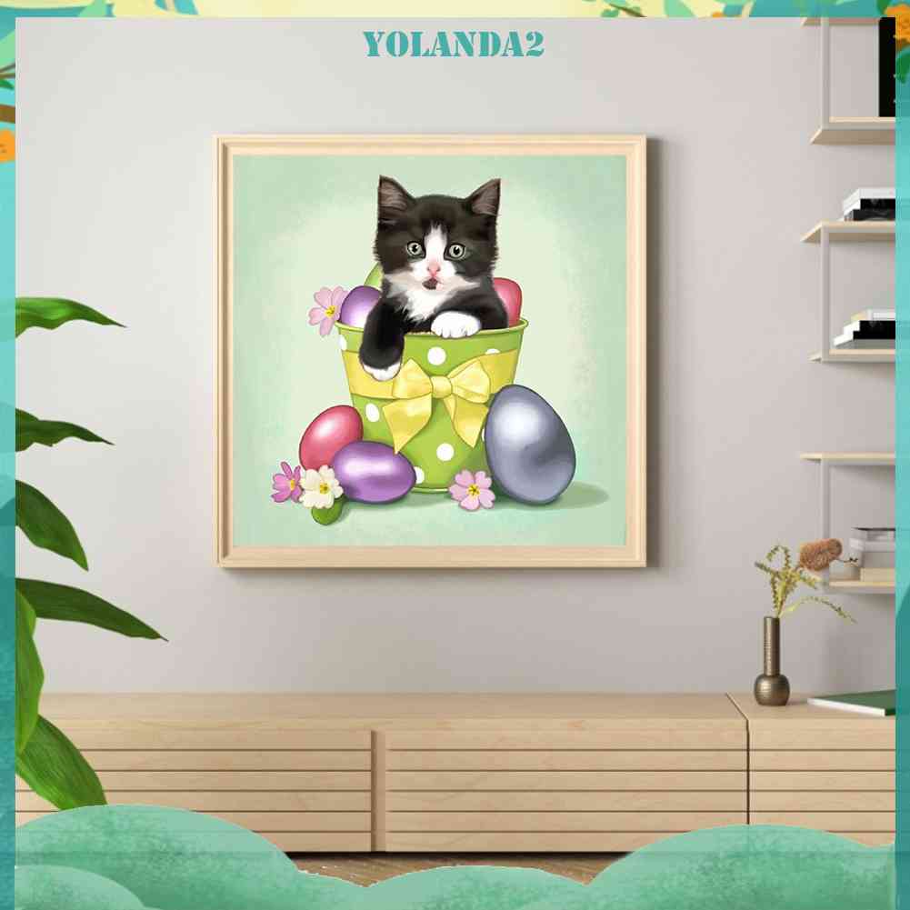 Bộ Tranh Đính Đá 5D DIY Hình Mèo Kitty Nhiều Màu Sắc Để Trang Trí Nhà