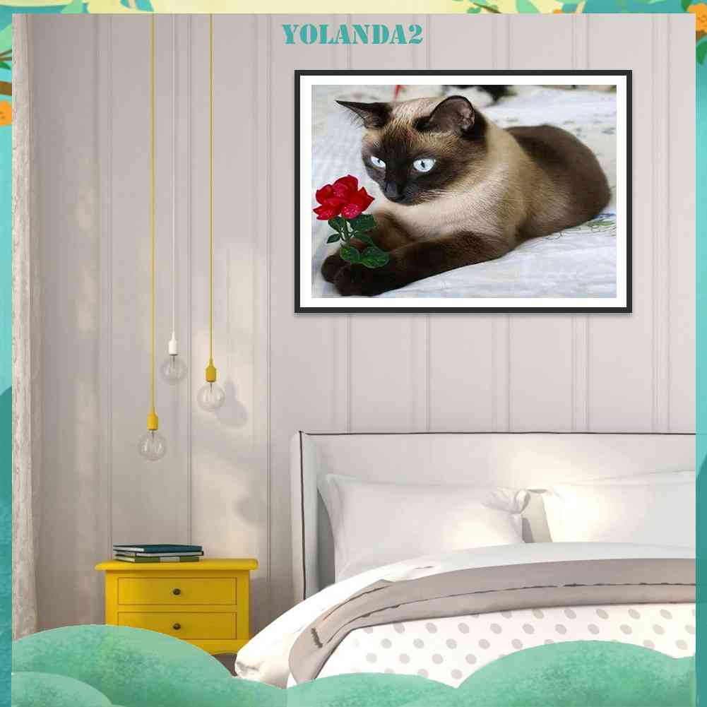 Bộ Tranh Đính Đá 5D Toàn Diện Họa Tiết Chú Mèo Dễ Thương Độc Đáo DIY Dùng Trang Trí