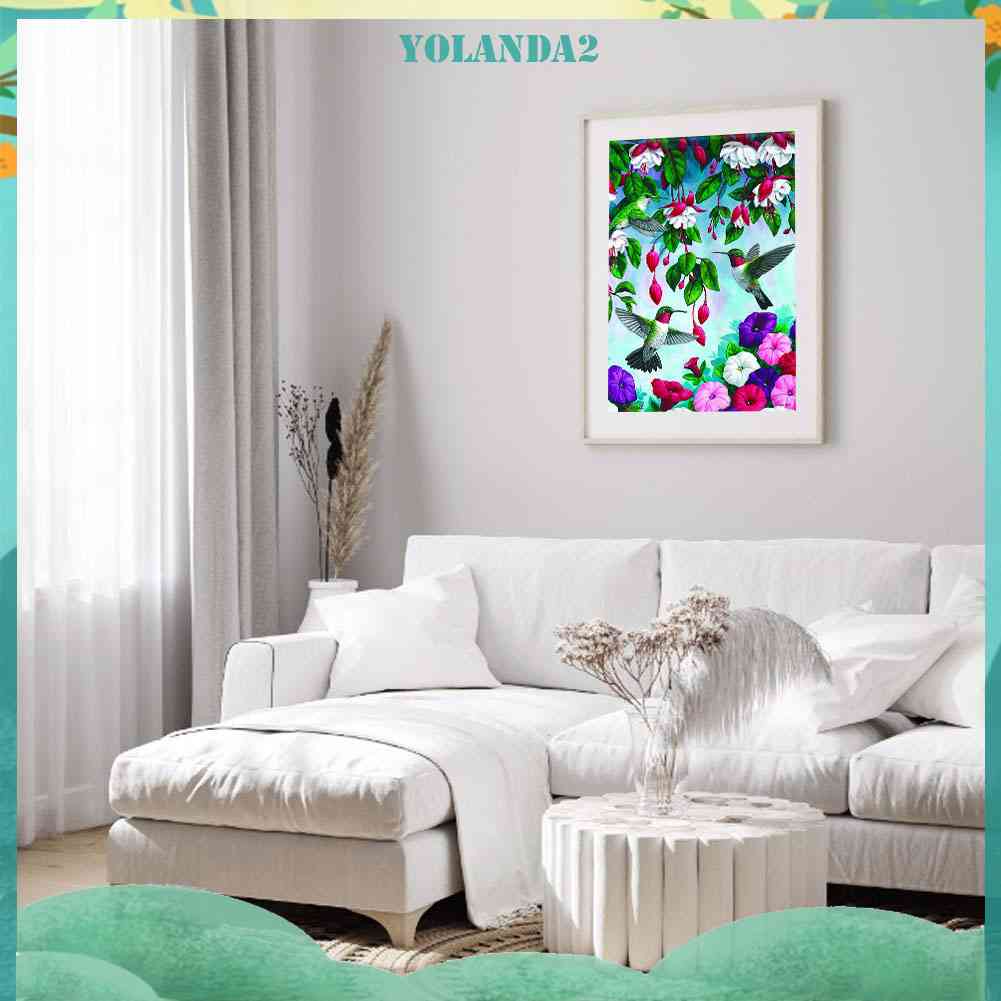 Bộ Tranh Đính Đá 24 Màu Sắc Họa Tiết Chim Ruồi Độc Đáo DIY Dùng Trang Trí Nhà Cửa