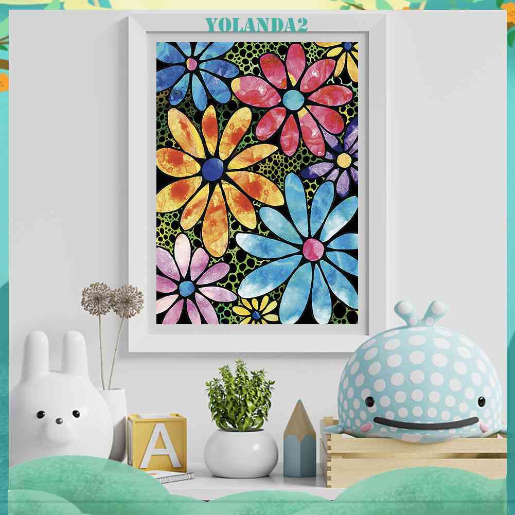 Bộ Tranh Đính Đá 24 Màu Sắc Họa Tiết Hoa Phong Cách Mosaic Độc Đáo Trang Trí Nhà Cửa