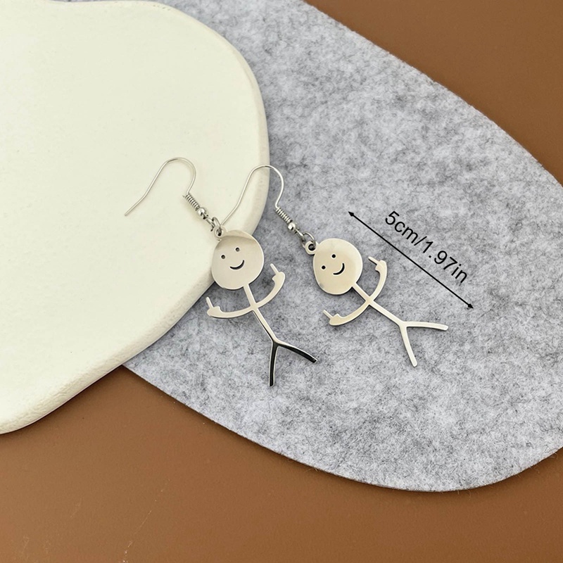 Bông Tai Bằng Thép Không Gỉ Hình Nguệch Ngoạc Vui Nhộn