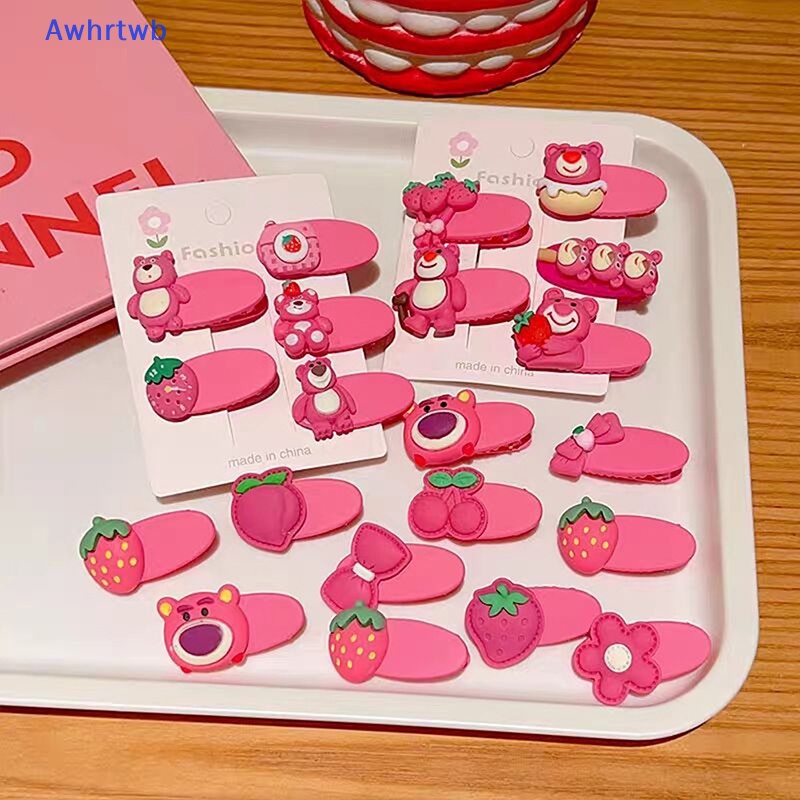 Set 5 Kẹp Tóc Hình Gấu / Dâu Tây Dễ Thương Cho Bé Gái Mới