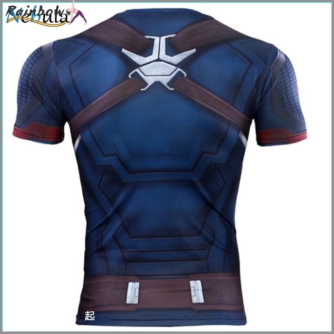 Áo Thun Tay Ngắn In Hình Captain America 3D Cá Tính Cho Nam