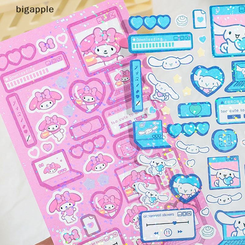 Bigapple Nhãn Dán Hình Hoạt Hình Sanrio Cinnamoroll Melody Girl Dễ Thương Lấp Lánh Trang Trí Kế Hoạch Thủ Công RDG