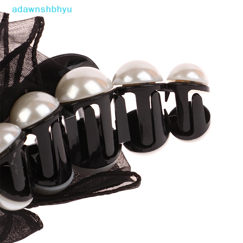 Kẹp Tóc Nơ Đính Ngọc Trai Giả Màu Đen Thời Trang