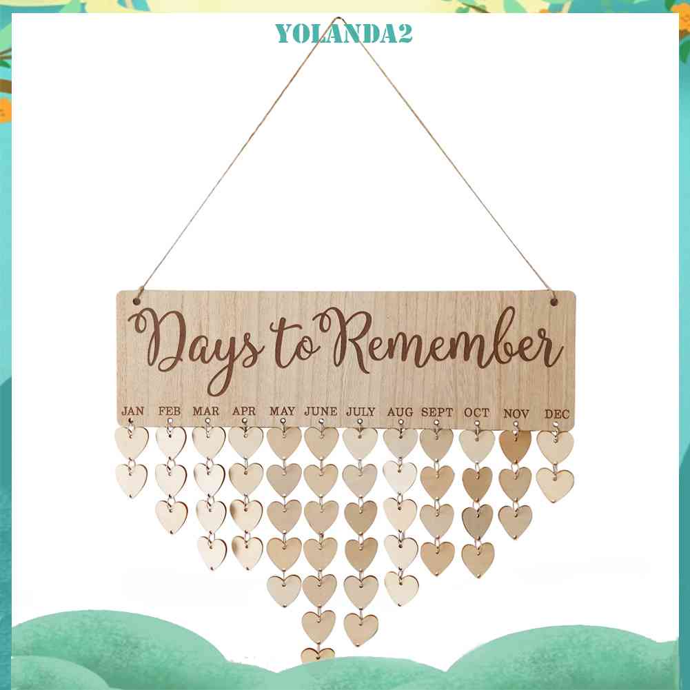 Lịch Nhắc Nhở Ngày Nhắc Nhở Treo Tường Bằng Gỗ Hình Trái Tim DIY