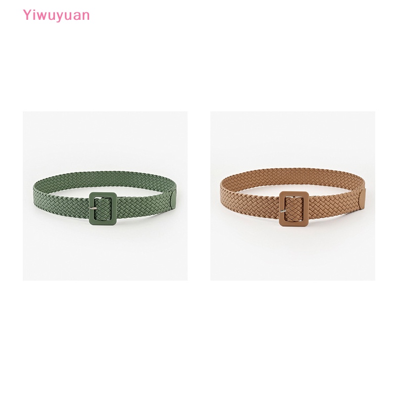 < Yiwuyuan > Thắt Lưng Dệt Khóa Vuông Màu Kẹo Đơn Giản Thời Trang Hàn Quốc Cho Nữ Trẻ Trung Mới