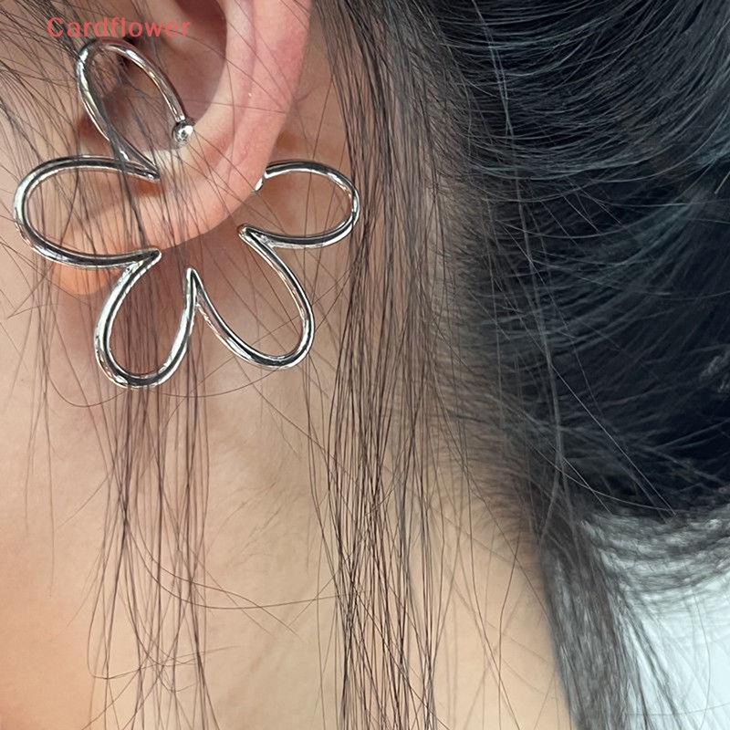 < Cardflower > Khuyên Kẹp Vành Tai Không Xỏ Lỗ Hình Hoa Rỗng Bằng Bạc Thời Trang Mới Cho Nữ