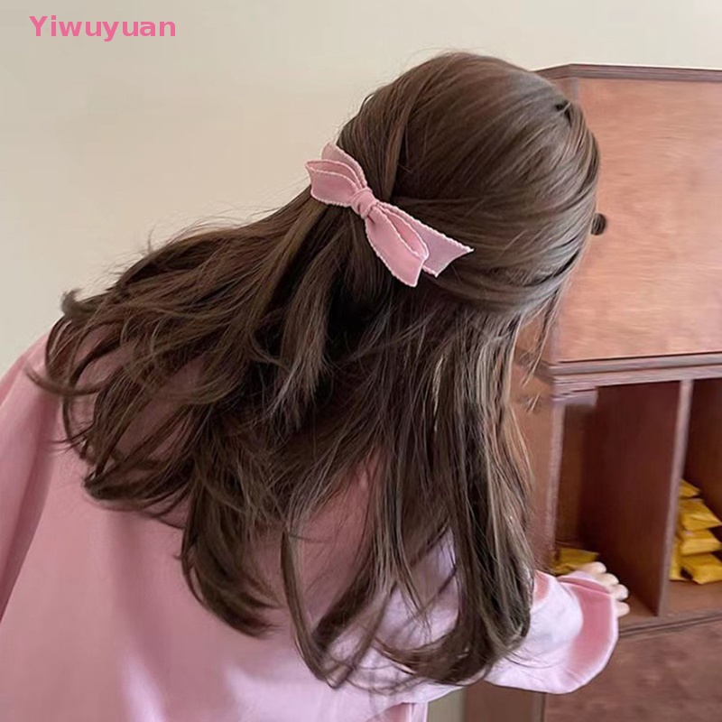 Kẹp Tóc Nơ Lưới Màu Trắng Đen Phong Cách Hàn Quốc Cổ Điển Ngọt Ngào Cho Nữ