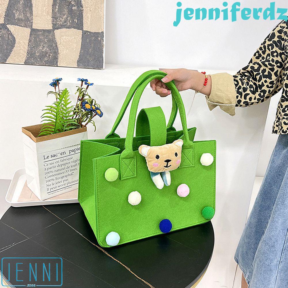 Túi Tote Đeo Vai Bằng Vải Nỉ Đính Nơ In Hoa / Khủng Long Dễ Thương Tái Sử Dụng Tiện Lợi Cho