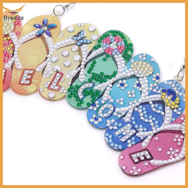 Dép Xỏ Ngón Đính Kim Cương Thêu Chữ Welcome Hello Flip Dùng Trang Trí Trong Nhà / Ngoài Trời Diy