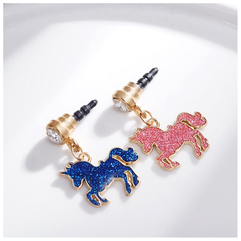 Nút Cắm Chống Bụi Cho Lỗ Cắm Tai Nghe Điện Thoại Di Động Bằng Hợp Kim Hình Kỳ Lân Đính Sequin Chống Bụi diy