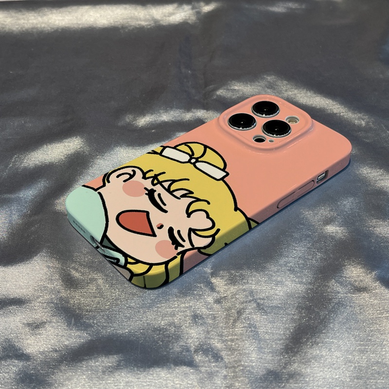 Ốp Điện Thoại Cứng Họa Tiết Cô Gái &amp; Mặt Trăng Dễ Thương Cho Iphone 117 Promax 14 138p HC7N