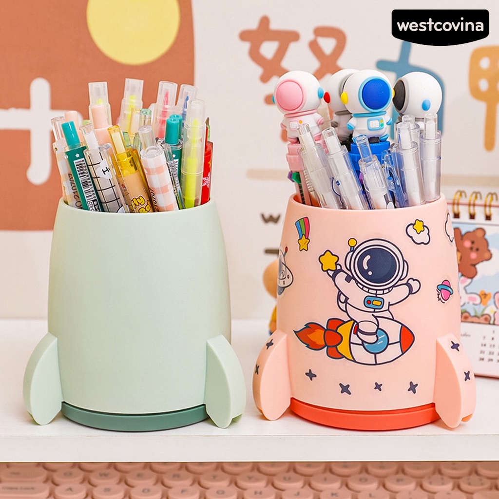 [COD]♪Hộp Đựng Bút Bằng PP Họa Tiết Hoạt Hình Tên Lửa Đa Năng Tiện Dụng