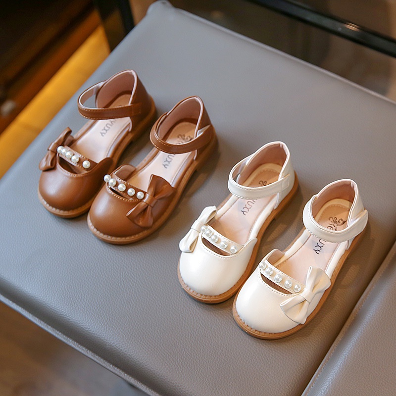 Hàng Có Sẵn Giày Sandal Công Chúa Bằng Da Màu Trơn Thời Trang Hàn Quốc Đơn Giản Dễ Phối Đồ Cho Bé Gái