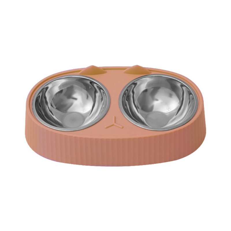 Bộ Bát Ăn Uống Hai Ngăn Bằng Thép Không Gỉ Kèm Giá Đỡ Cho Chó