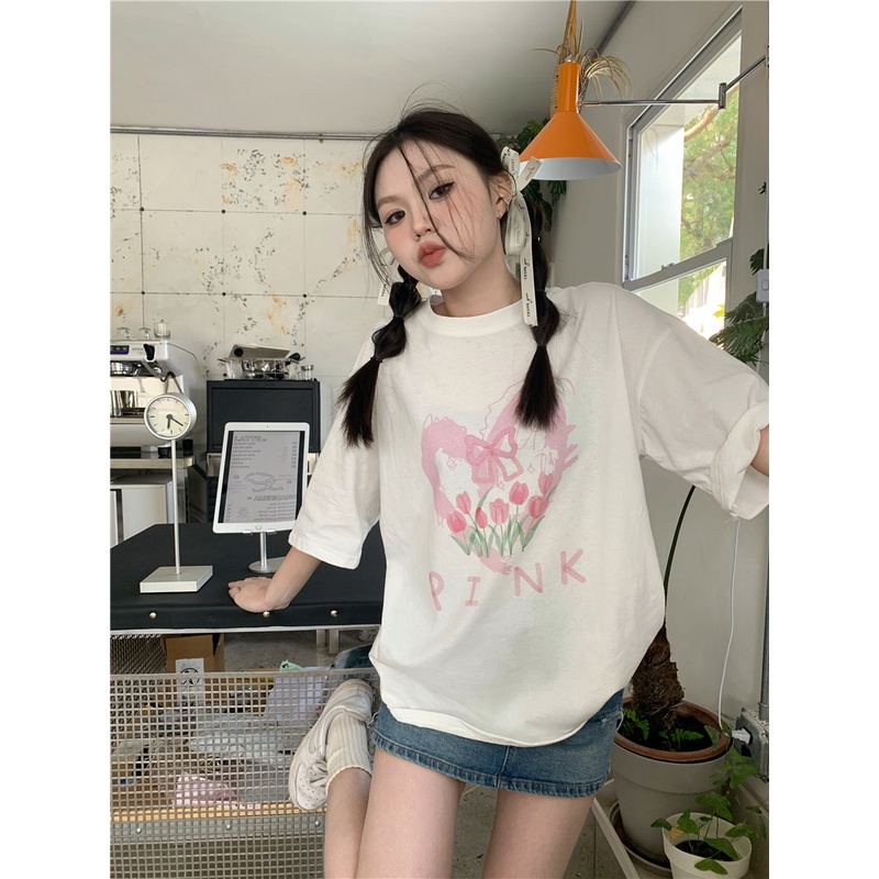 Áo Thun Tay Ngắn Dáng Rộng In Chữ